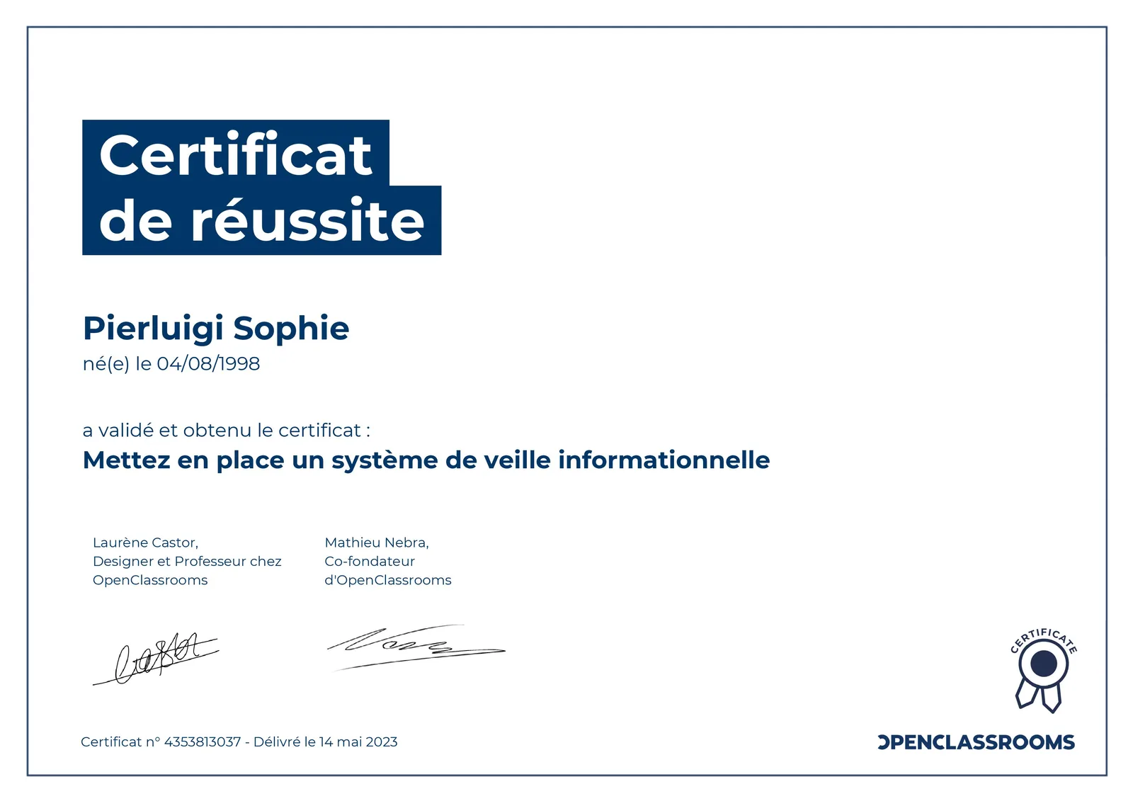 Certification Veille Informationnelle